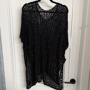 Black Crochet Knit Cover Up